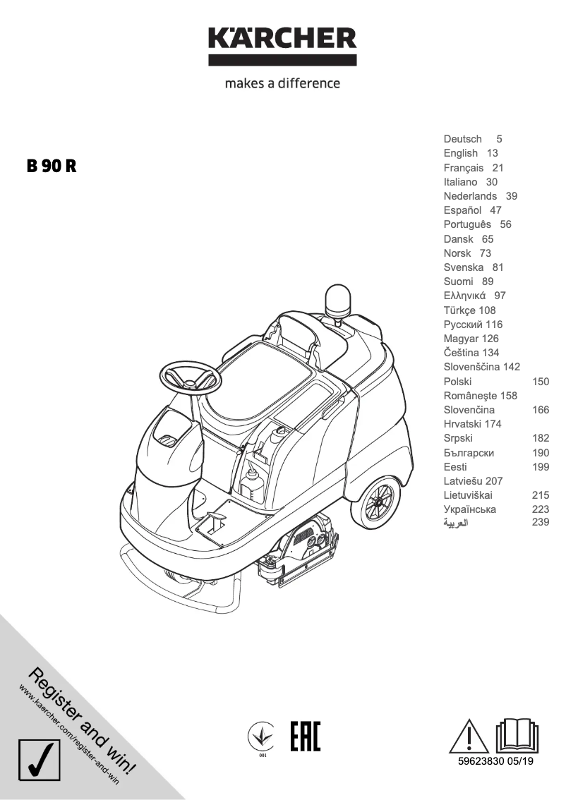 Page n°1 - Manuel utilisateur Kärcher B 90 R