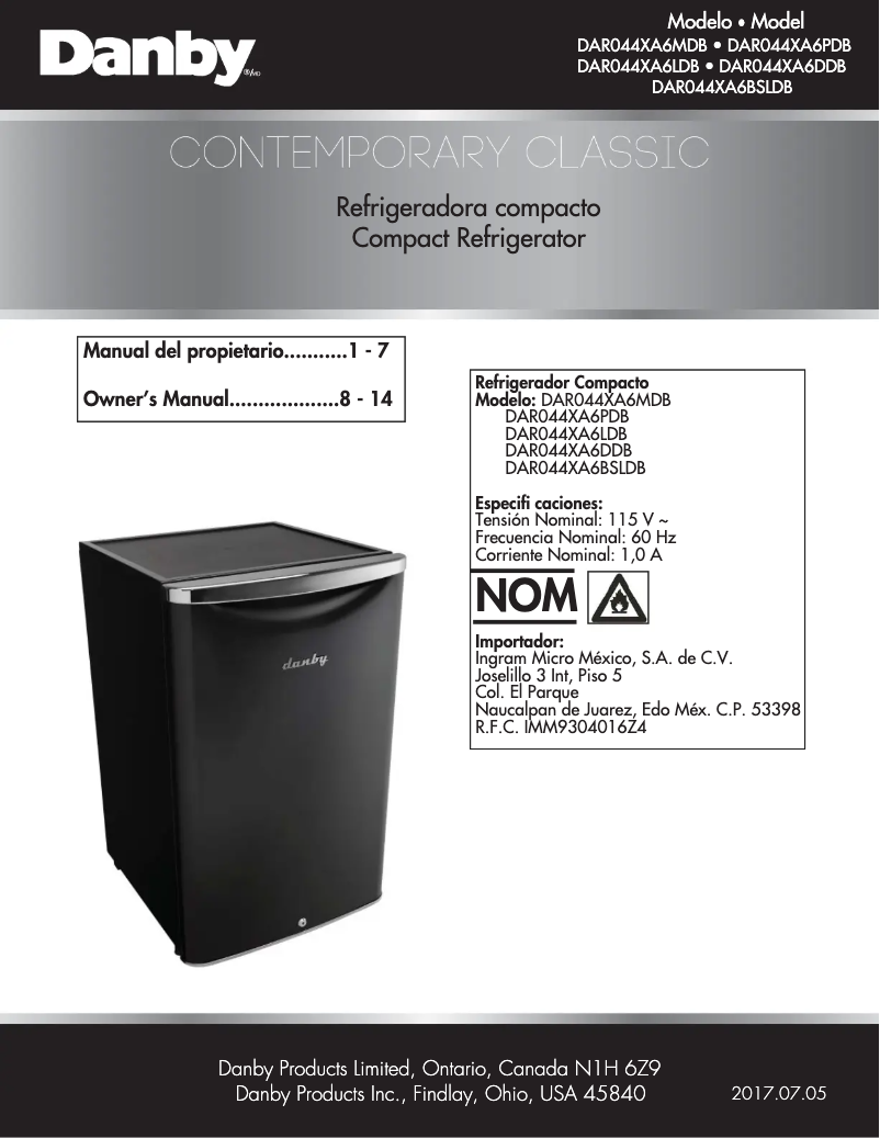 Page n°1 - Manuel utilisateur Danby DAR044XA6DDB