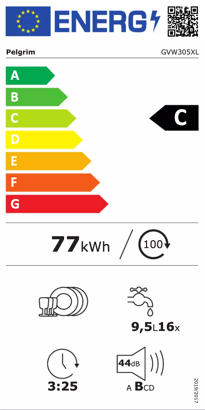 Page n°1 - Label énergétique Pelgrim GVW305XL