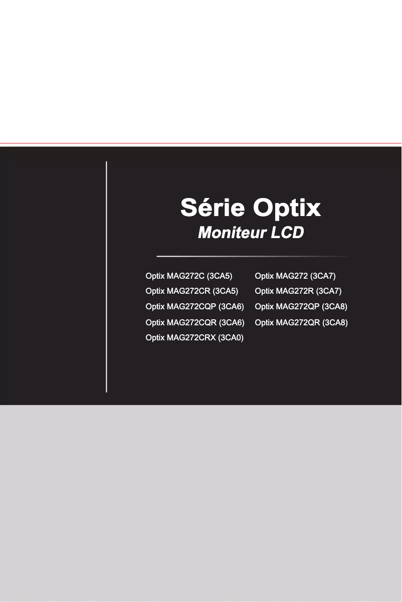 Page 1 de la notice Manuel utilisateur MSI Optix MAG272C