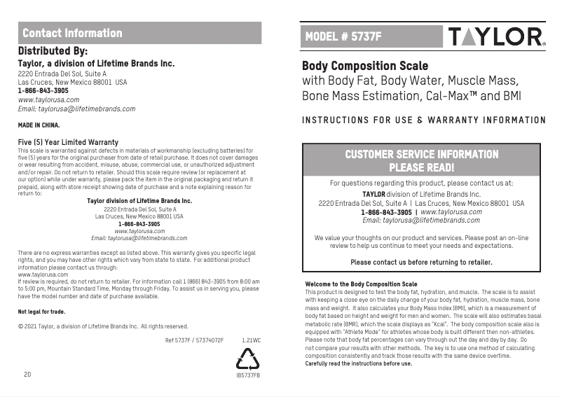 Image de la première page du manuel de l'appareil 57374072F