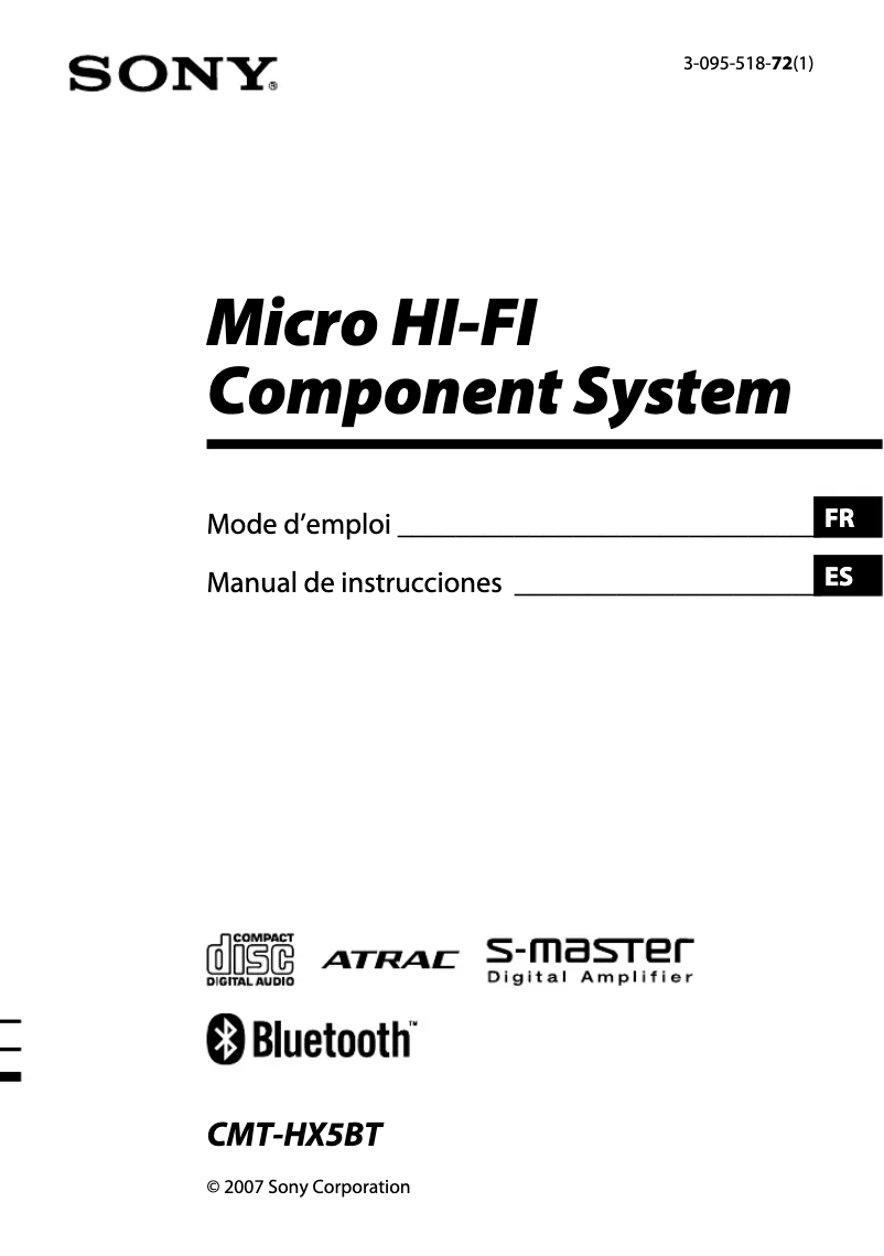 Page n°1 - Manuel utilisateur Sony CMT-HX5BT