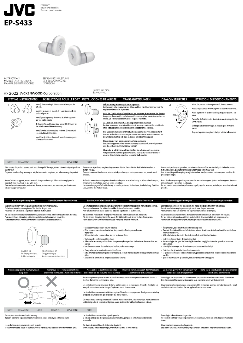 Page 1 de la notice Manuel utilisateur JVC EP-S433