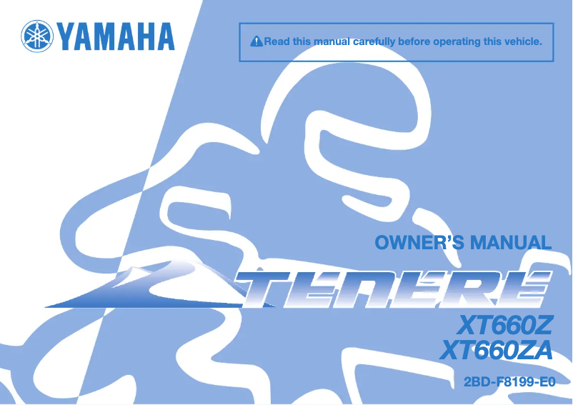 Page 1 de la notice Manuel utilisateur Yamaha XT660ZA