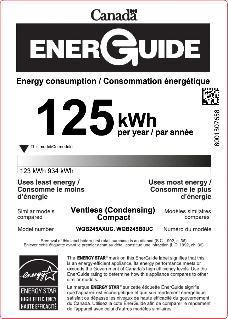Page 1 de la notice Label énergétique Bosch WQB245B0UC