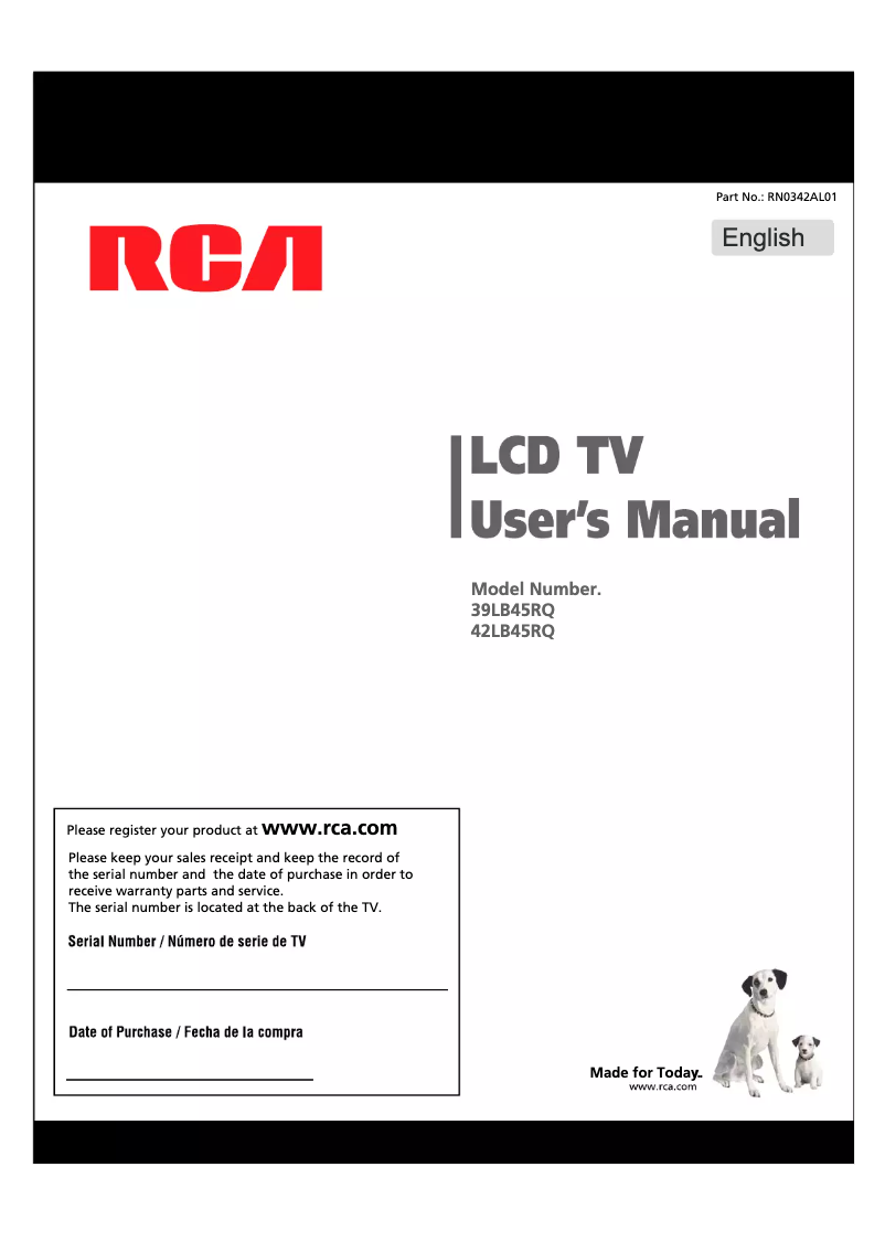 Page n°1 - Manuel utilisateur RCA 42LB45RQ