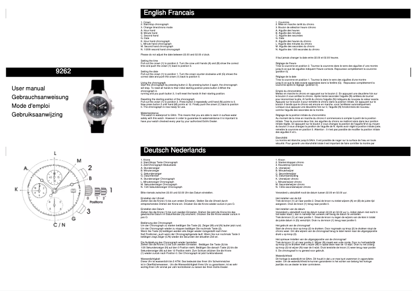 Page 1 de la notice Manuel utilisateur Davis 9262