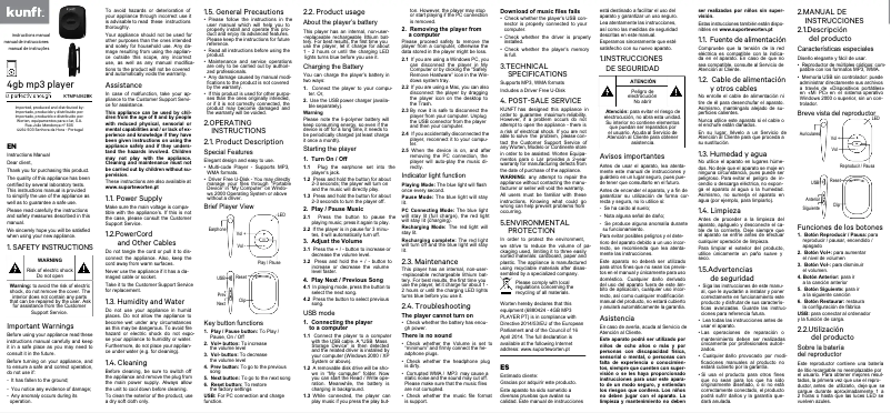 Image de la première page du manuel de l'appareil KTMP4062BK