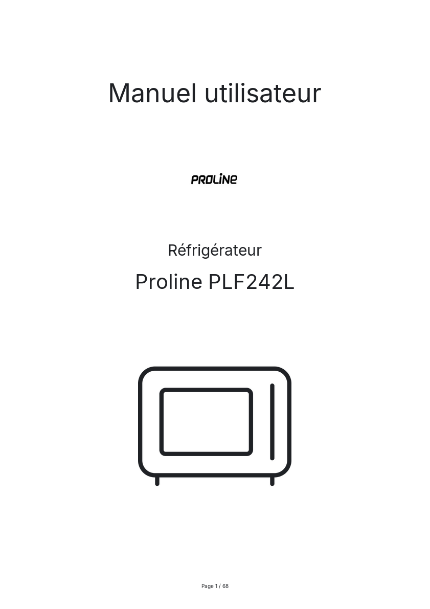 Page n°1 - Manuel utilisateur Proline PLF242L