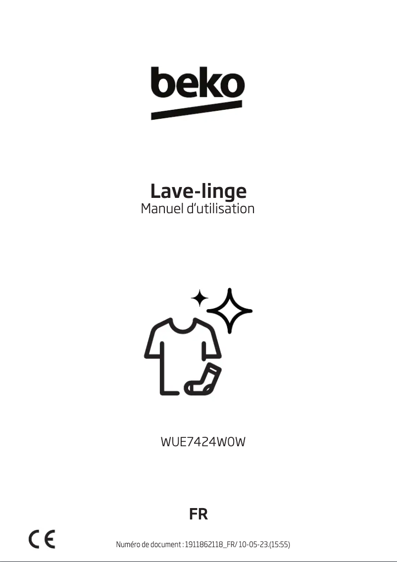 Page 1 de la notice Manuel utilisateur Beko WUE7424W0W