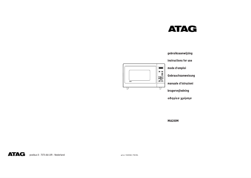 Page 1 de la notice Manuel utilisateur Atag MA200M