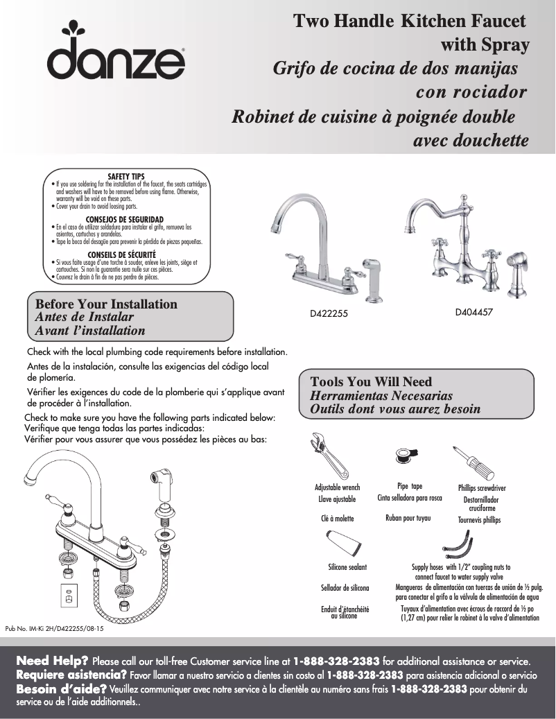 Page n°1 - Manuel utilisateur Danze D422255