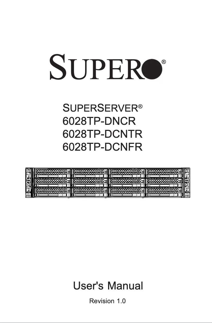 Image de la première page du manuel de l'appareil SuperServer 6028TP-DNCFR