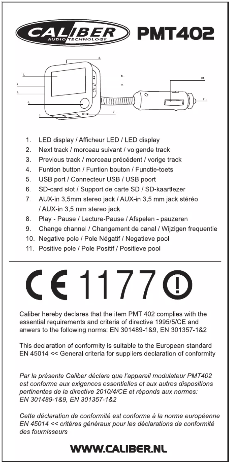 Image de la première page du manuel de l'appareil PMT402