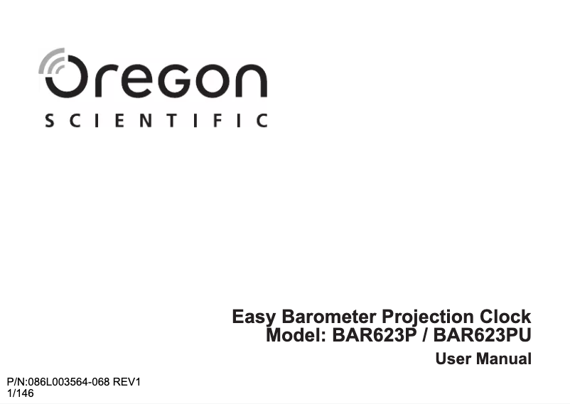 Page 1 de la notice Manuel utilisateur Oregon Scientific BAR623PU