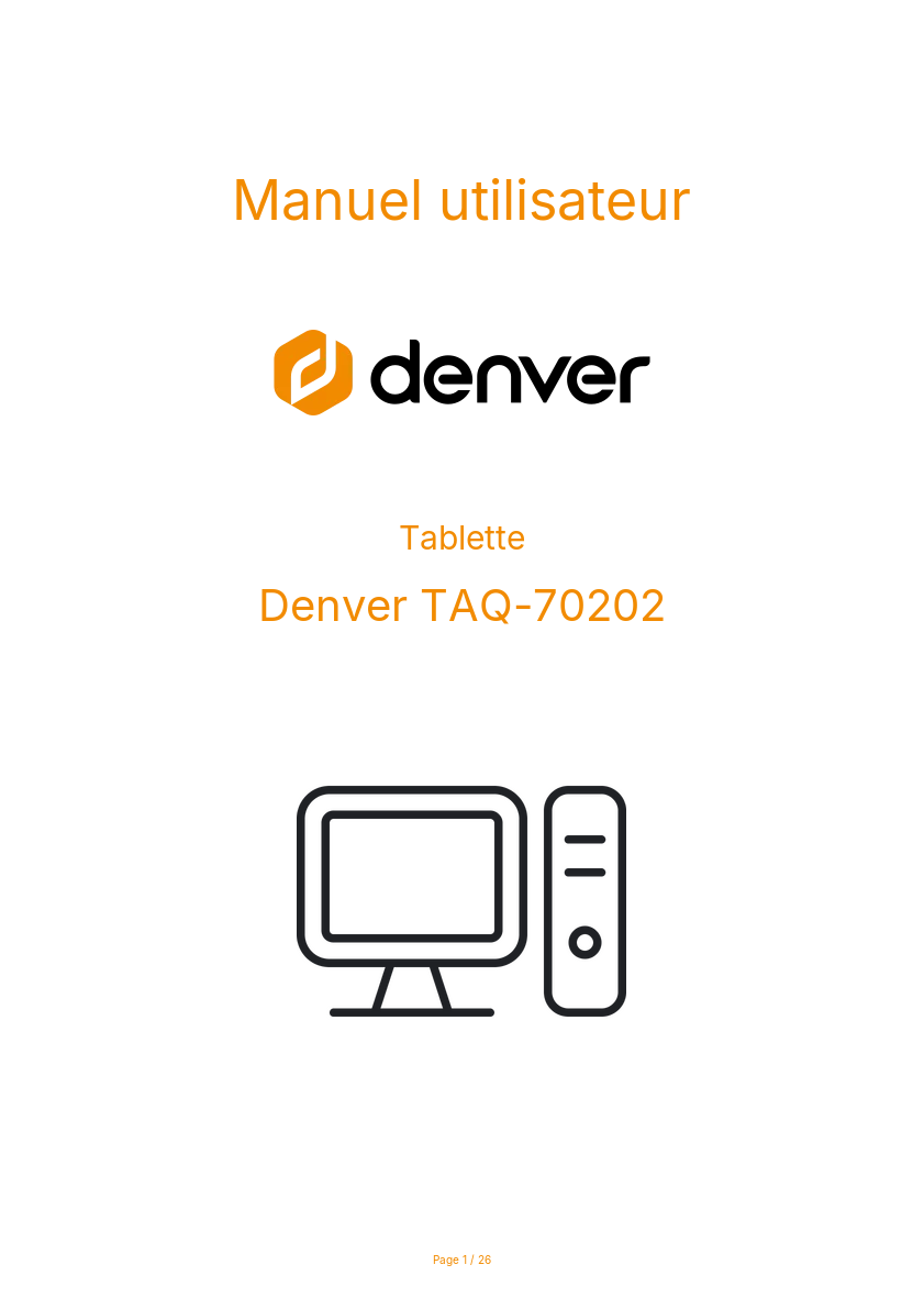 Page n°1 - Manuel utilisateur Denver TAQ-70202