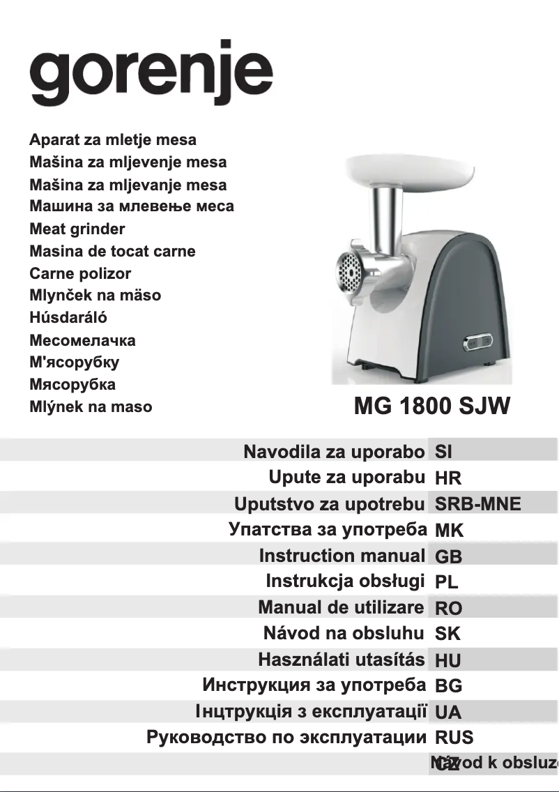 Page 1 de la notice Manuel utilisateur Gorenje MG1800SJW