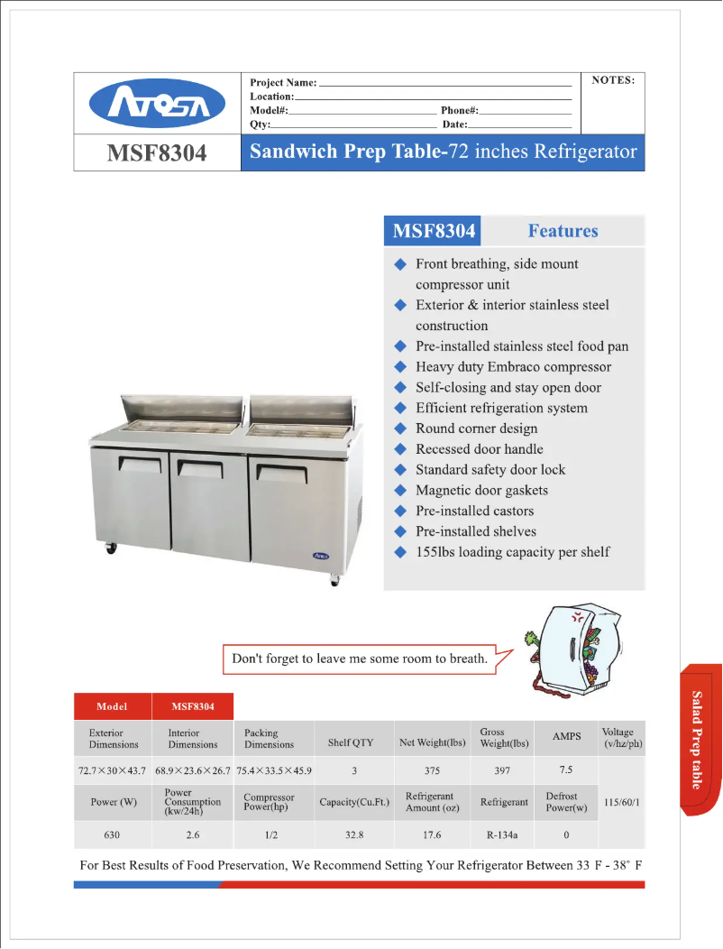 Página 1 del manual Manual de uso y mantenimiento Atosa MSF8304