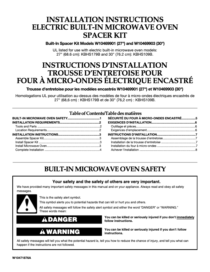 Image de la première page du manuel de l'appareil W10469901