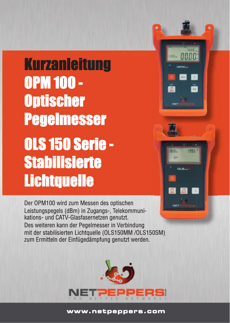 Page n°1 - Manuel utilisateur NetPeppers OPM 100