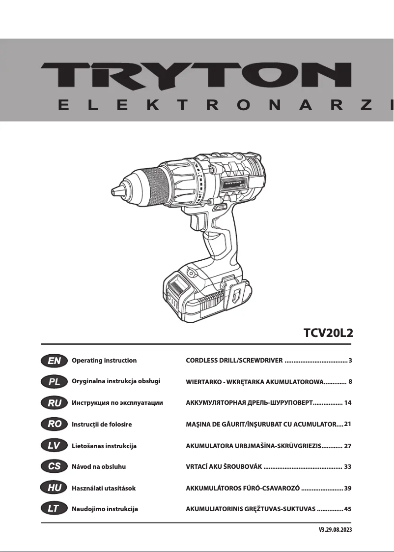 Page 1 de la notice Manuel utilisateur Tryton TCV20L2