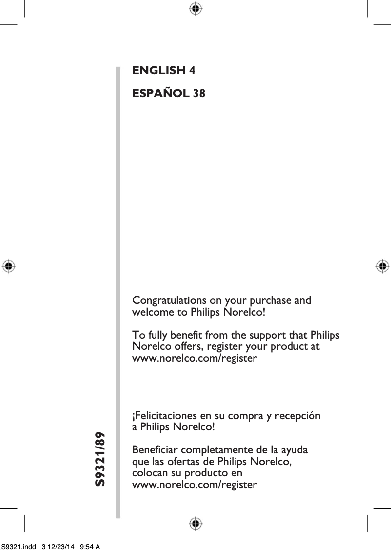 Página 1 del manual Manual de usuario Philips Norelco S9321