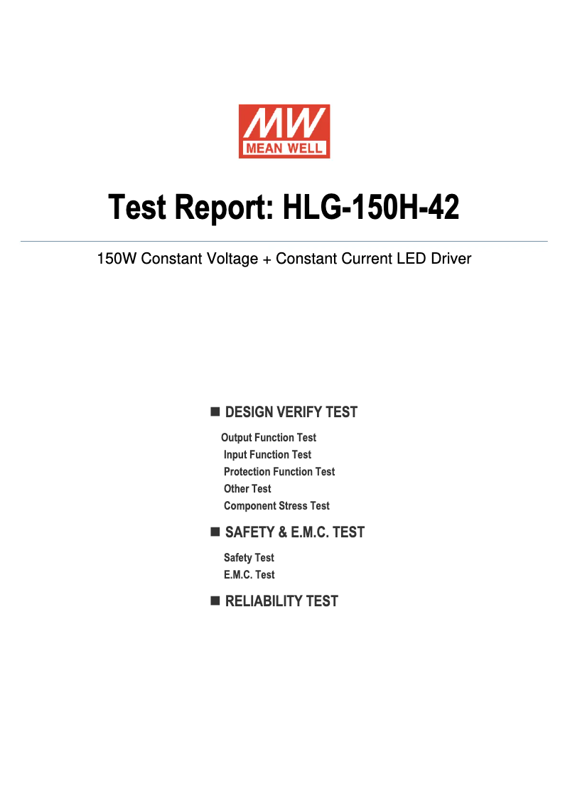 Page n°1 - Fiche technique Mean Well HLG-150H-42