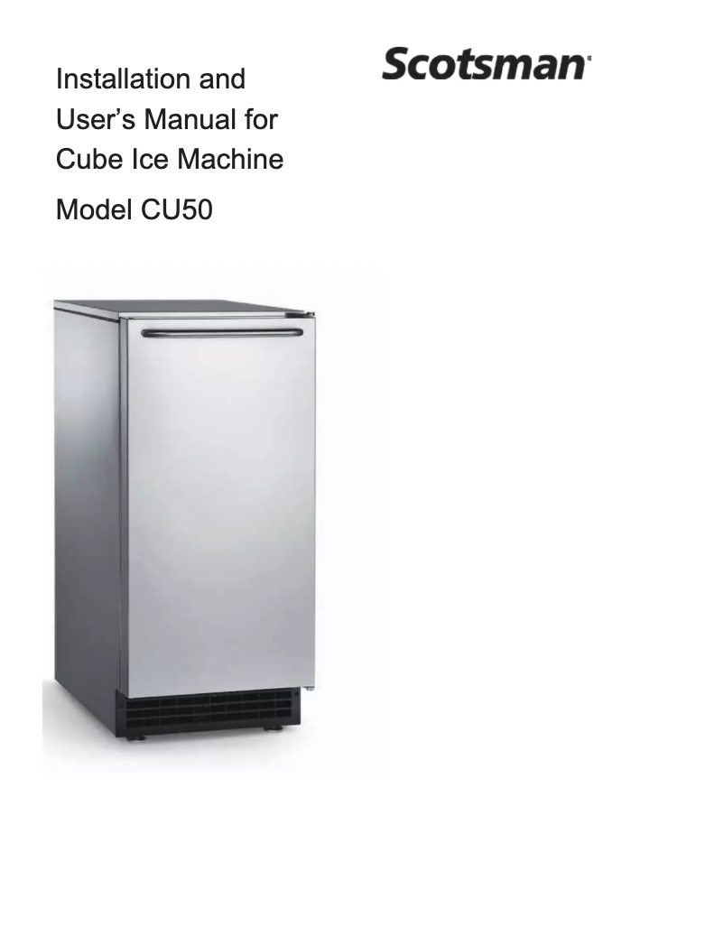 Page 1 de la notice Guide d'installation Scotsman CU50PA-1A