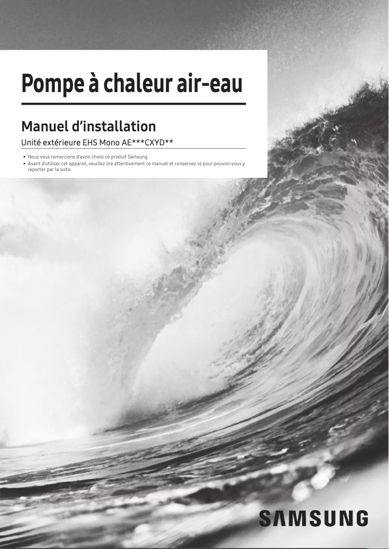 Page 1 de la notice Manuel utilisateur Samsung AE080CXYDEK