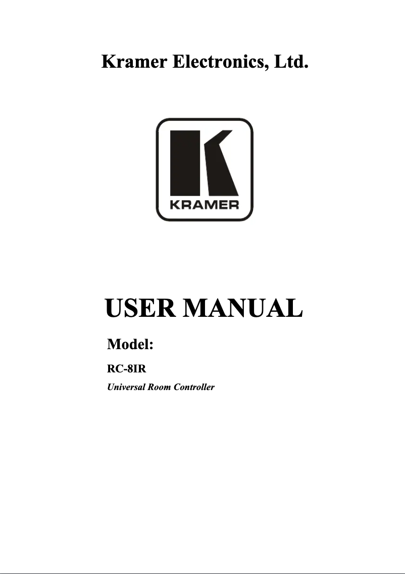 Page n°1 - Manuel utilisateur Kramer RC-8iR