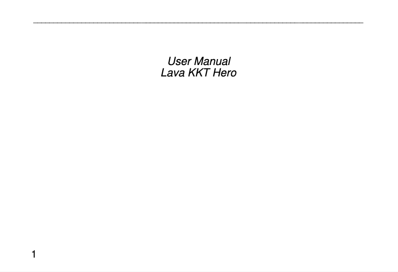 Page 1 de la notice Manuel utilisateur Lava KKT Hero