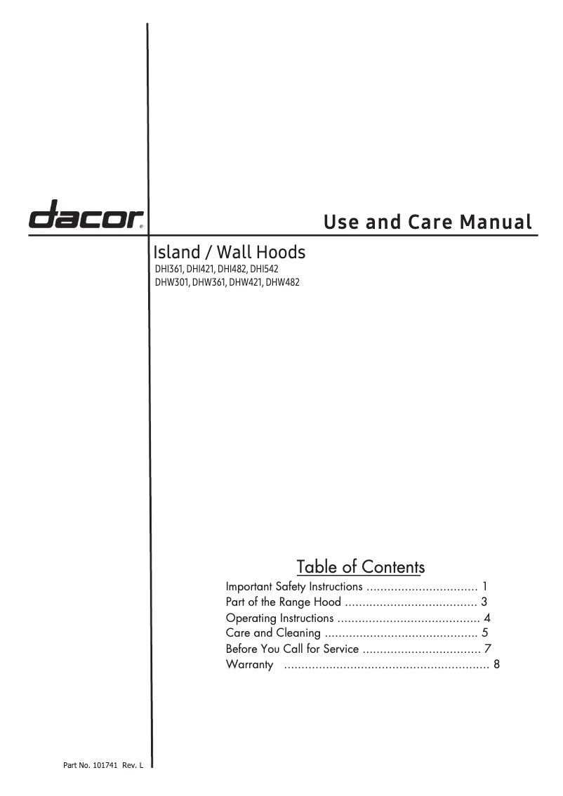 Page n°1 - Manuel utilisateur Dacor DHI421