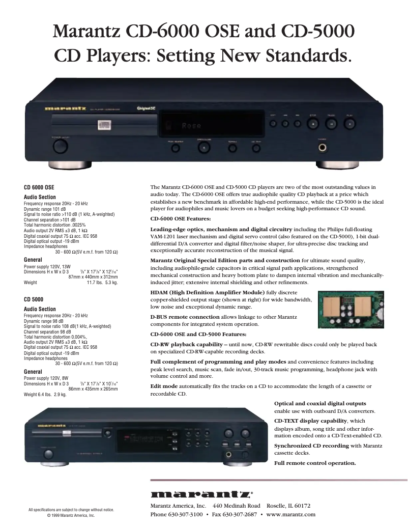Page n°1 - Fiche technique Marantz CD5000
