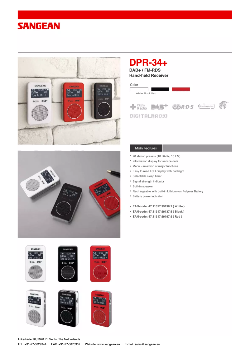 Página 1 del manual Ficha técnica Sangean DPR-34+