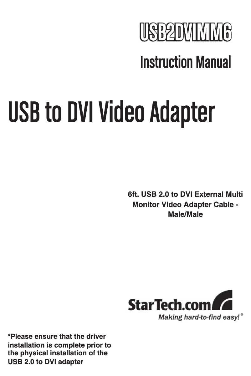 Page 1 de la notice Manuel utilisateur StarTech.com USB2DVIMM6