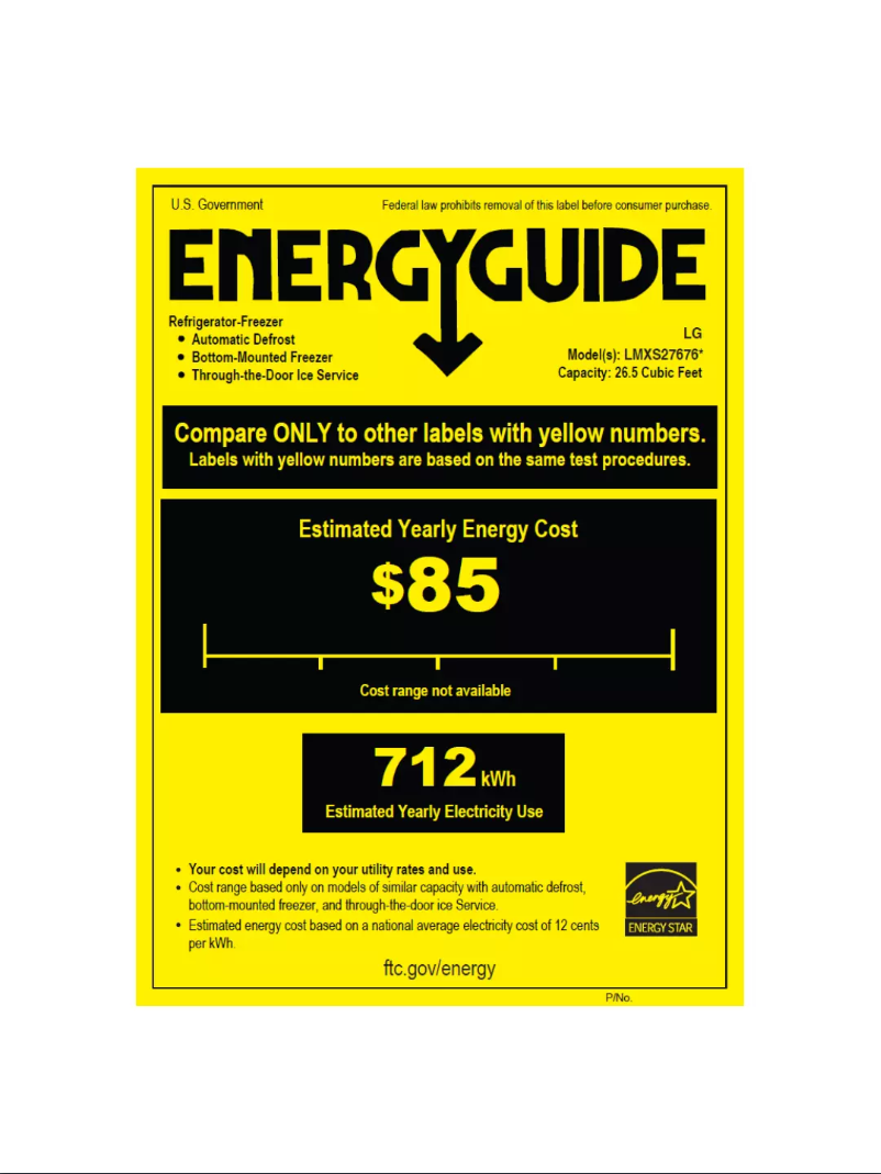 Page 1 de la notice Label énergétique LG LMXS27676