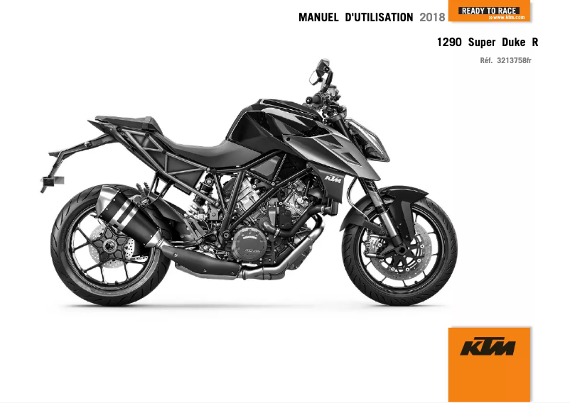 Image de la première page du manuel de l'appareil 1290 Super Duke R (2018)