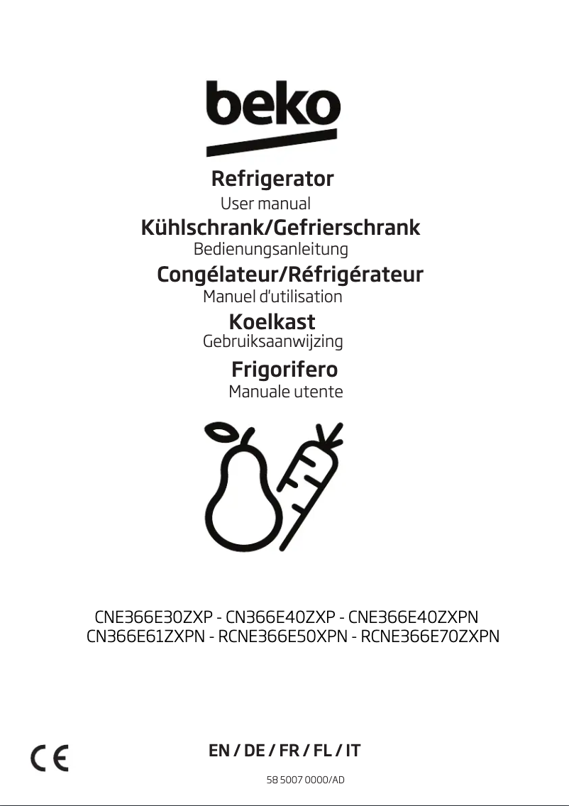 Page 1 de la notice Manuel utilisateur Beko CN366E40ZXPN