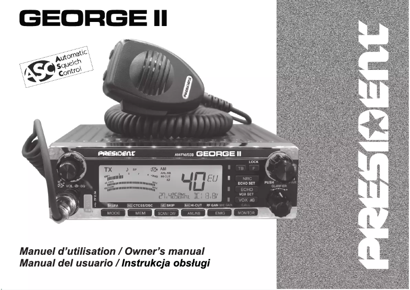 Page n°1 - Manuel utilisateur President GEORGE II
