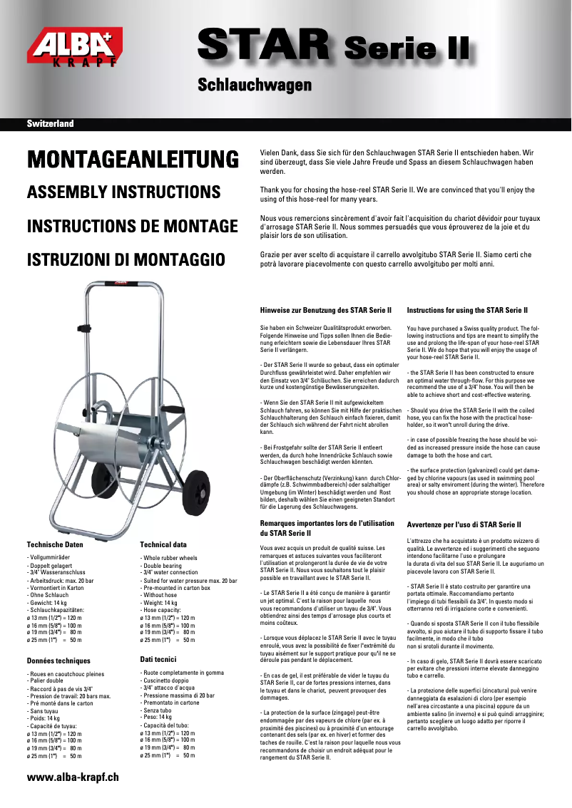 Page 1 de la notice Manuel utilisateur Alba Krapf STAR Serie II