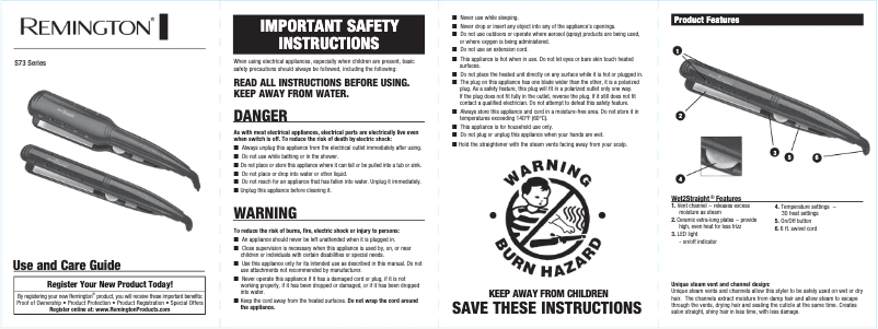 Page 1 de la notice Manuel utilisateur Remington S7330