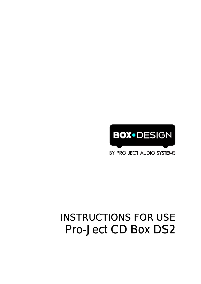 Page 1 de la notice Manuel utilisateur Pro-Ject CD Box DS2