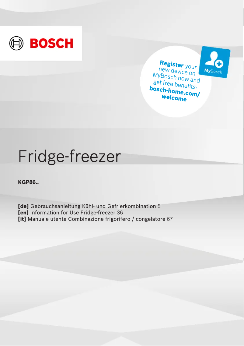 Image de la première page du manuel de l'appareil KGP86AXB0N