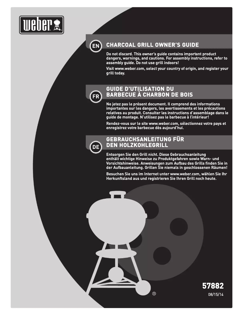 Page 1 de la notice Manuel utilisateur Weber Master-Touch Ø 57 cm