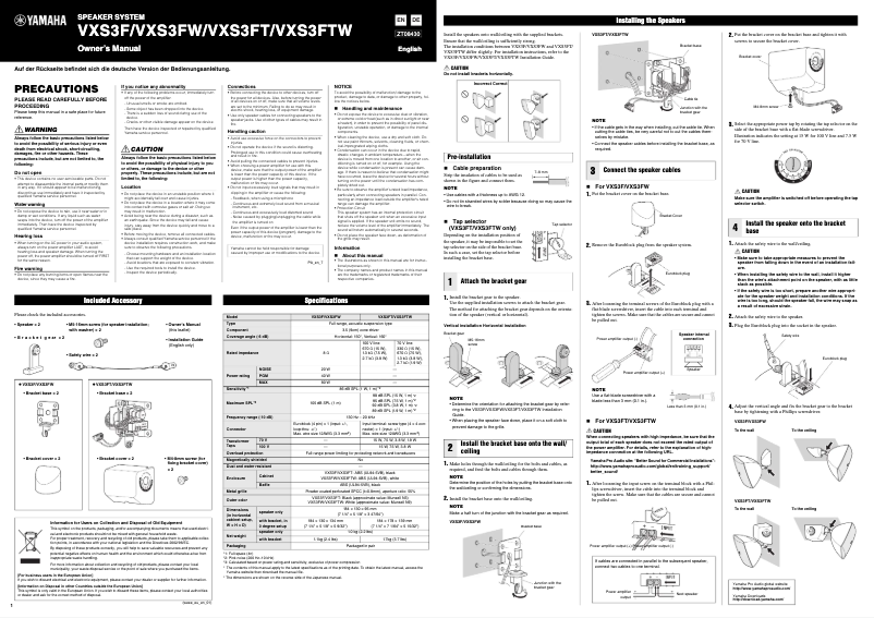 Page 1 de la notice Manuel utilisateur Yamaha VXS3F