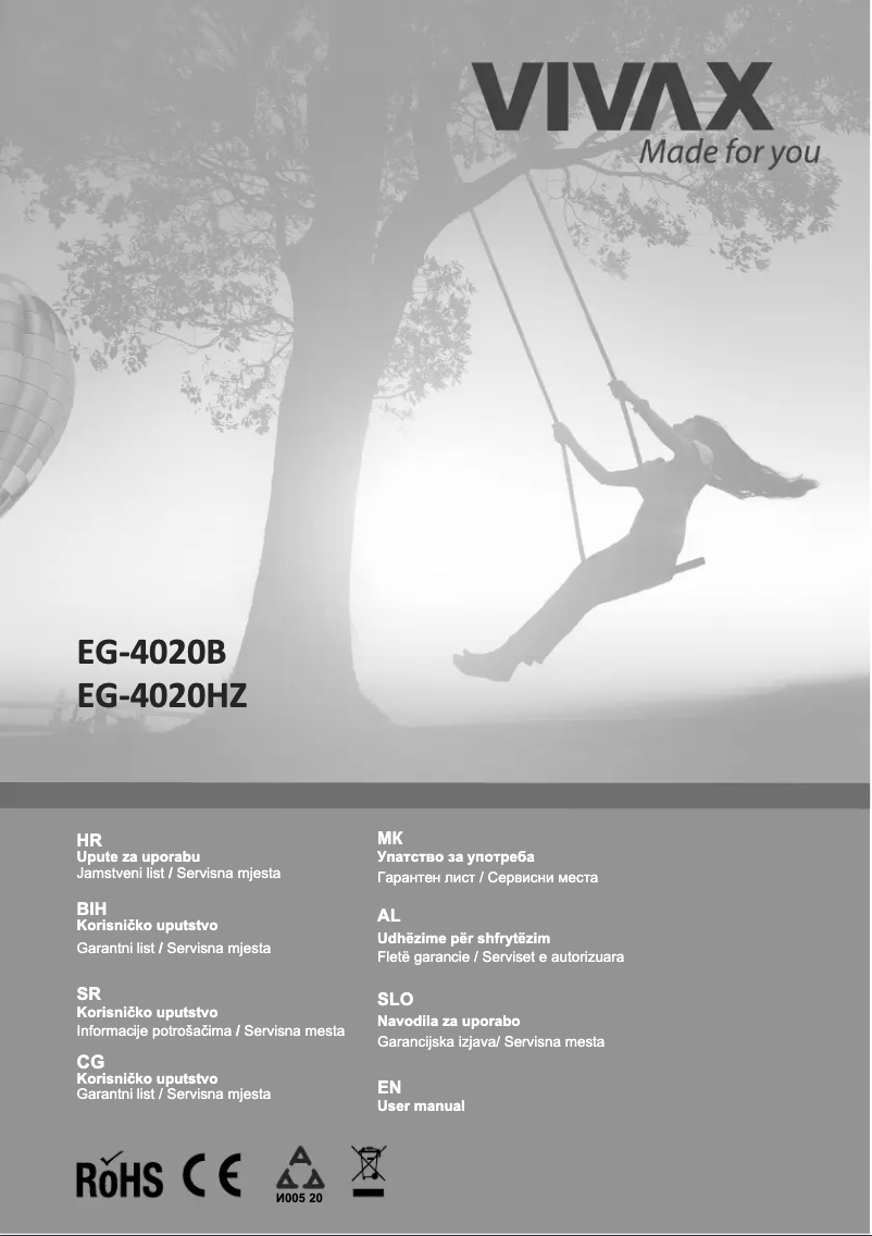 Page 1 de la notice Manuel utilisateur Vivax EG-4020B