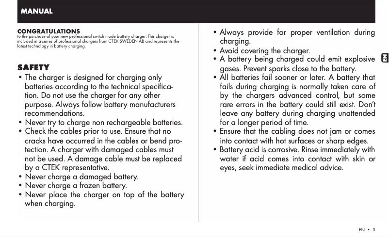 Página 1 del manual Manual de usuario Ctek MXS 25