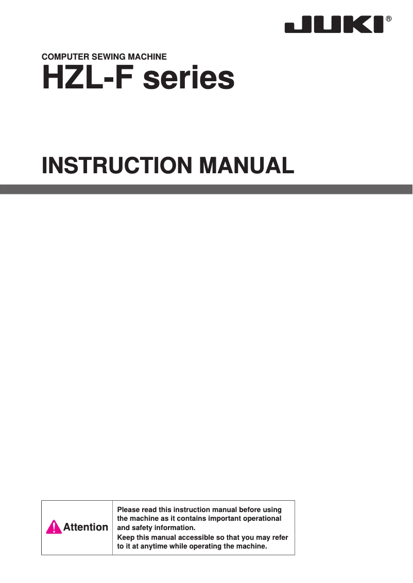 Page 1 de la notice Manuel utilisateur Juki HZL-F600