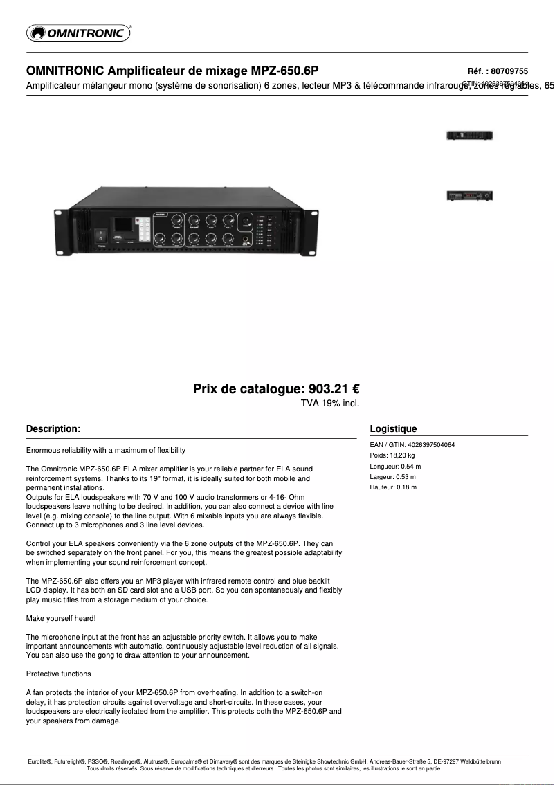 Image de la première page du manuel de l'appareil MPZ-650
