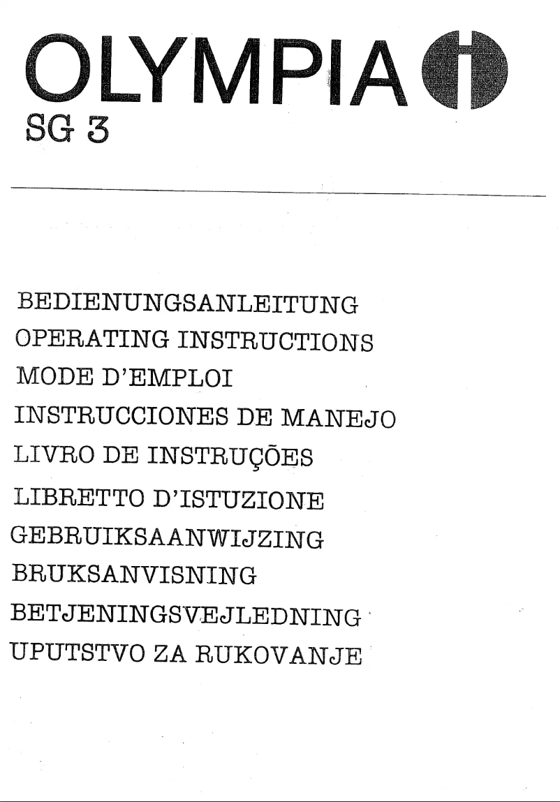 Page 1 de la notice Manuel utilisateur Olympia SG 3